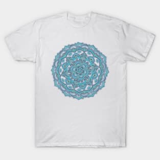 Summer Bloom - floral doodle pattern in turquoise & white T-Shirt